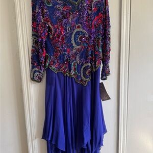 Oleg Cassini Asymmetrical High-Low Purple Pink Dress